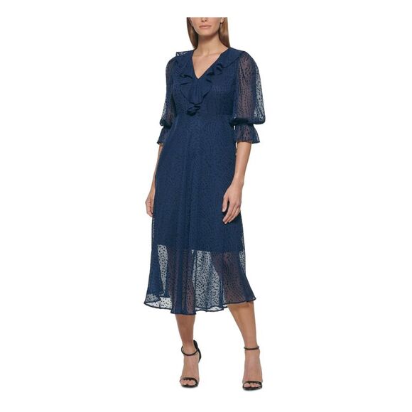 DKNY Women's Ruched Sheath Dress - Open Sleeve Midi Dress For Work & Evening - View #10